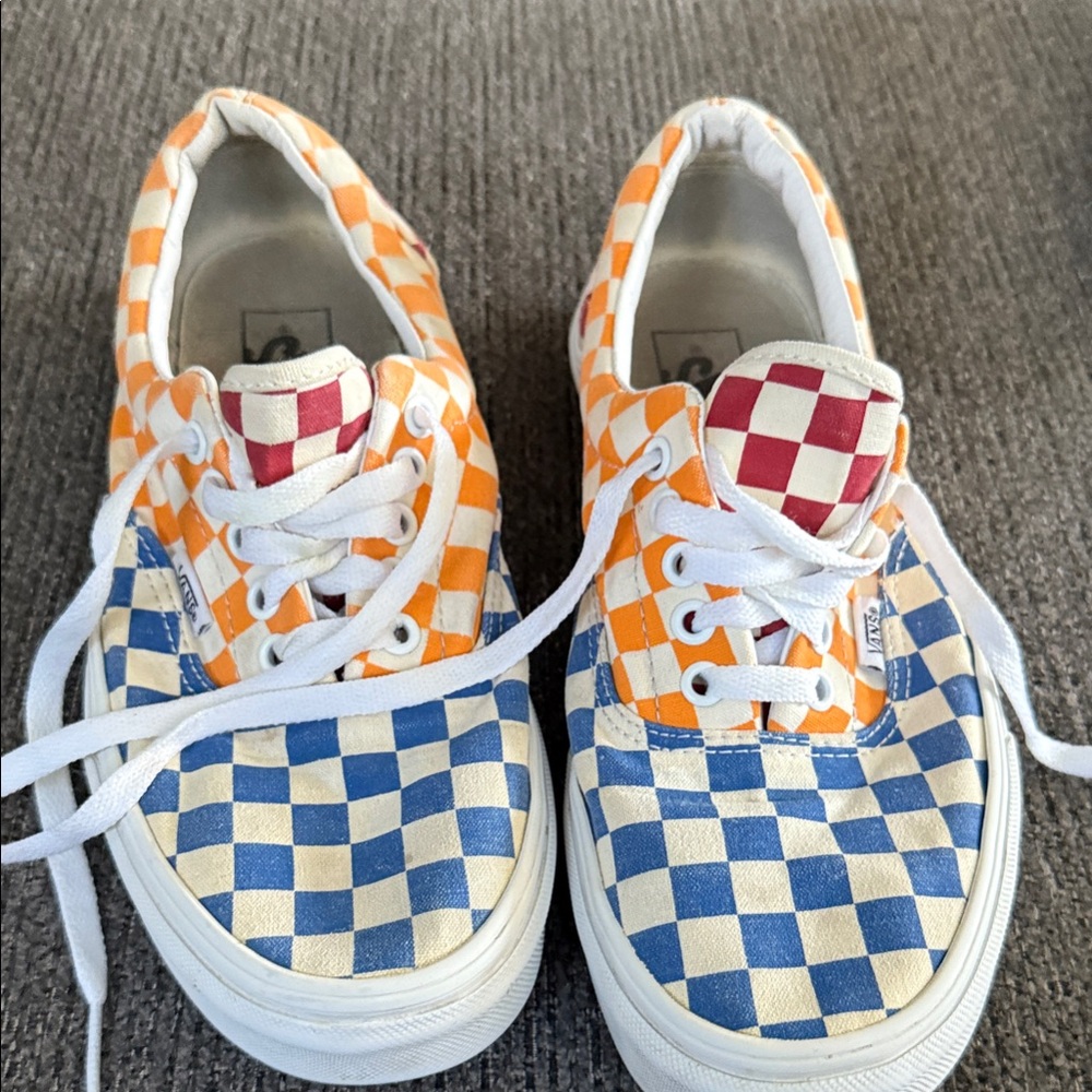 Vans Sneakers in Orange, Blue, and Red Checkered
